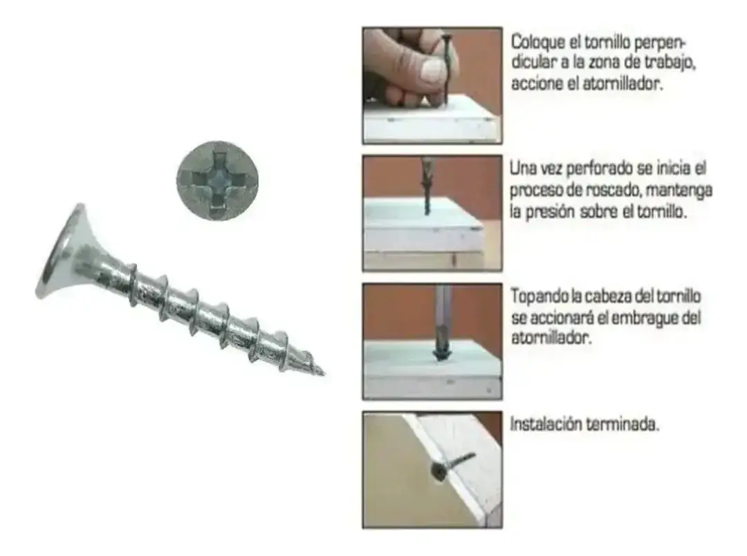 Tornillo 10x4" Drywall punta fina 100un